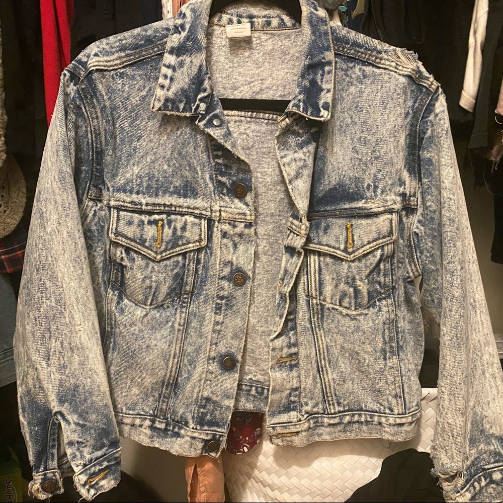Distressed Acid Wash Denim Jacket